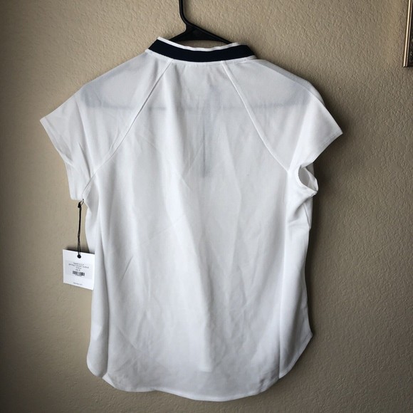 NWT Belyn Key Keystone White Black Zip Polo Short Sleeve Women’s Size Small - Picture 4 of 5